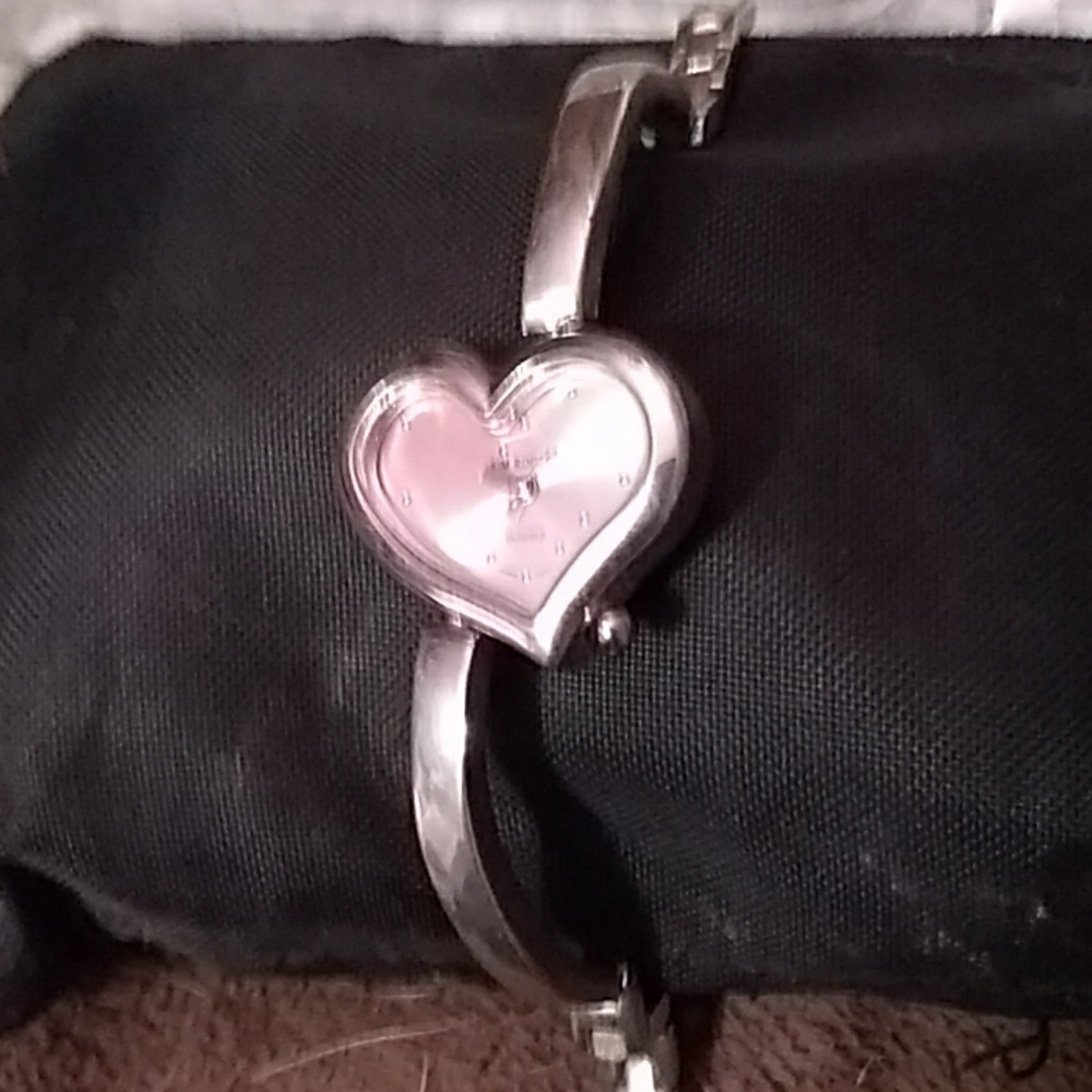 Kim Rogers pink & silver heart watch